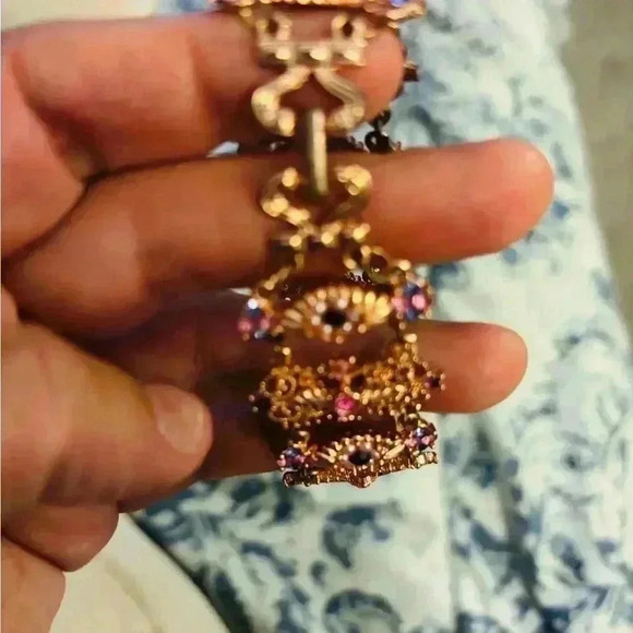 Rose gold tone multi color stones bracelet - Picture 3 of 6